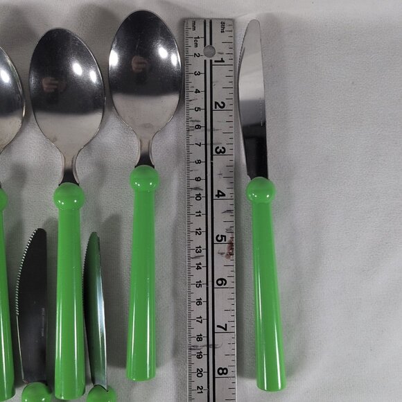 IKEA Grammatik Green 8 Lot Set Vintage Stainless Flatware Cutlery Spoon Utensils - Picture 12 of 15